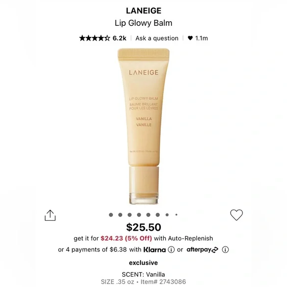 Laniege Lip Glowy Balm - Vanilla - Picture 1 of 2